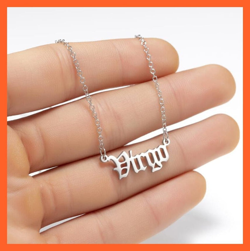 whatagift.com.au Necklaces Personalize 12 Zodiac Old English Letter Pendant Necklace For Women