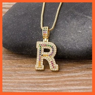 whatagift.com.au Necklaces R Luxury 26 Letters Cubic Zircon Pendant Necklace For Women | Gold Color Initials Of Name Necklace
