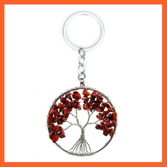 whatagift.com.au Necklaces Red Stone Keychain 7 Chakras Gemstone Natural Healing Crystals Tree Of Life Pendant Necklace