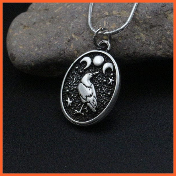 whatagift.com.au Necklaces Snake chain 20pcs Black Raven Bird In Triple Moon Pendant