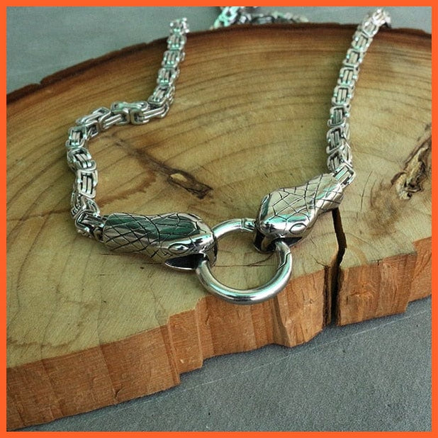 Stainless Steel Wolf Head With Ring Viking Chain Necklace | whatagift.com.au.