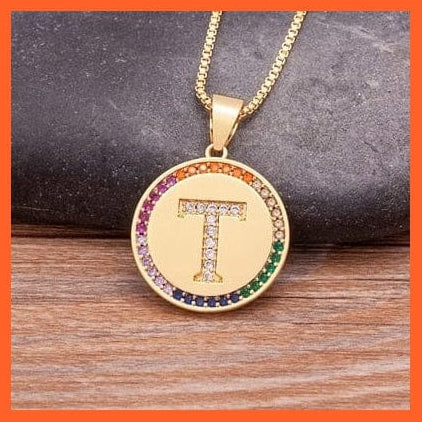 whatagift.com.au Necklaces T Copy of Gold Plated Luxury A-Z Initial Letters Pendant Chain Necklaces