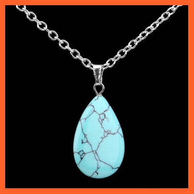 whatagift.com.au Necklaces Turquoise-C Silver Color Wire Wrap Natural Stone Crystal Raw Tree Of Life Necklace