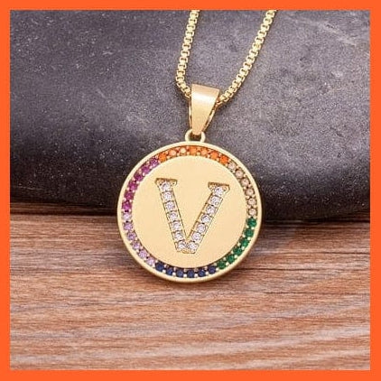 whatagift.com.au Necklaces V Copy of Gold Plated Luxury A-Z Initial Letters Pendant Chain Necklaces