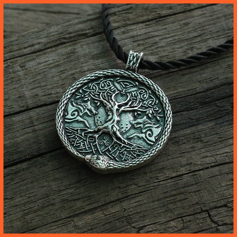 Viking Wolf And Snake Talisman Norse Pendant Necklace | whatagift.com.au.