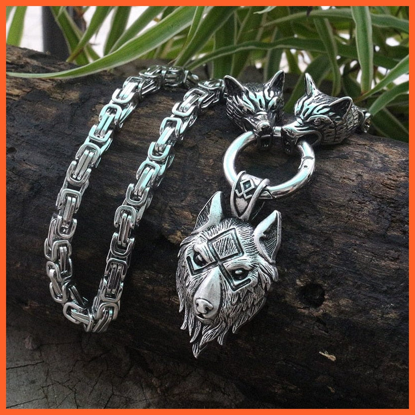 Viking Wolf Head Pendant Necklace Ethnic Jwellery | whatagift.com.au.
