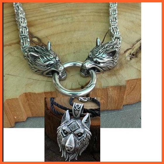 Viking Wolf Head Pendant Necklace Ethnic Jwellery | whatagift.com.au.