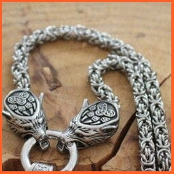 whatagift.com.au Necklaces wolf head chain 4 / 50cm Stainless Steel Wolf Head With Ring Viking Chain Necklace