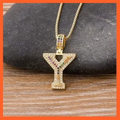 whatagift.com.au Necklaces Y Copy of Luxury 26 Letters Cubic Zircon Pendant Necklace For Women | Gold Color Initials Of Name Necklace