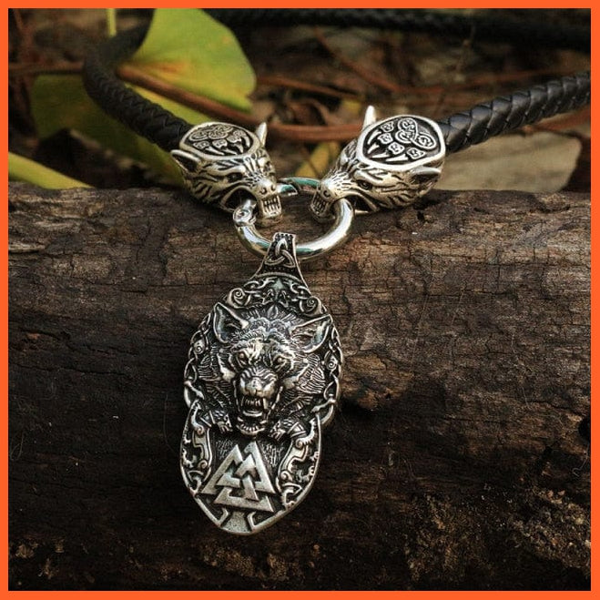 Viking Wolf Head With Thor'S Hammer Mjolnir Alloy Pendant Necklace | whatagift.com.au.