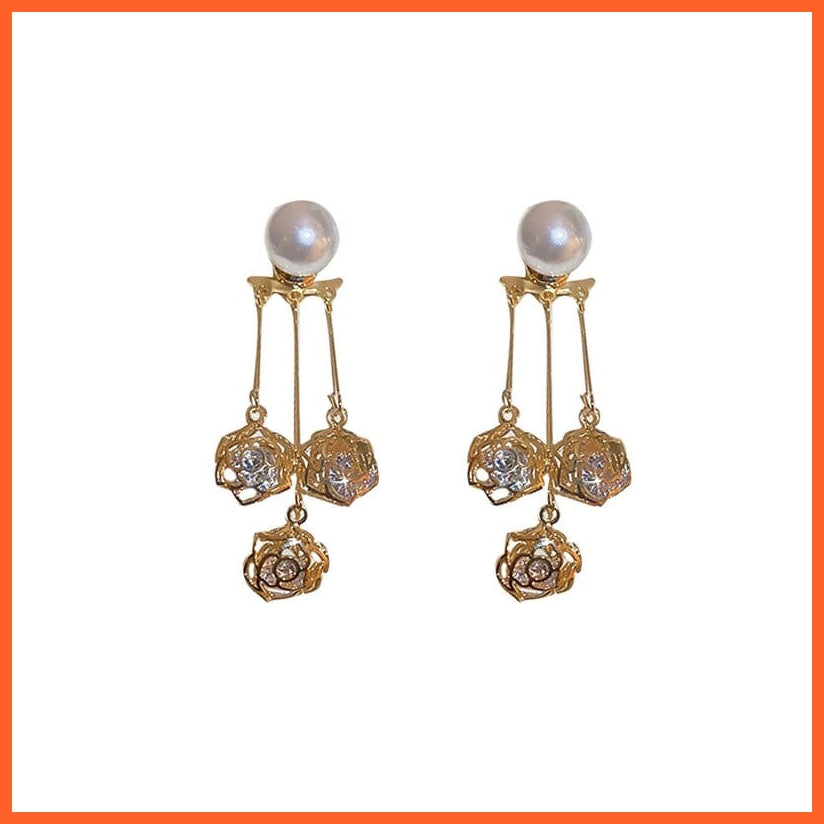 whatagift.com.au NEH1668 Pearl Long Dangle Chain Designer Luxury Earrings For Women