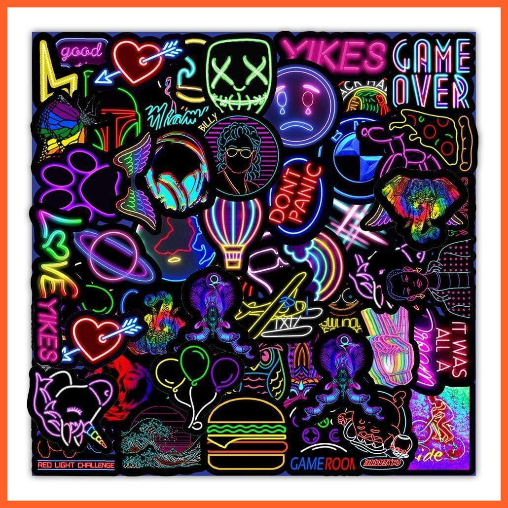 10/30/50Pcs Cartoon Neon Light Graffiti Stickers Car Guitar Motorcycle Luggage Suitcase Diy Classic Toy Decal Sticker For Kid | whatagift.com.au.