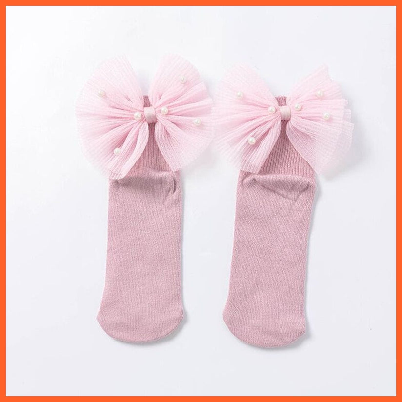 whatagift.com.au New Baby Girls Socks With Bows Toddlers Infants Cotton Ankle Socks Beading Baby Girls Princess Sock Cute Children Socks