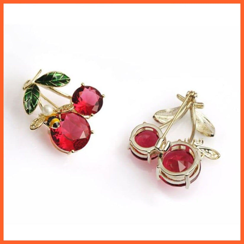 whatagift.uk New Cute Red Cherry Resin Brooch