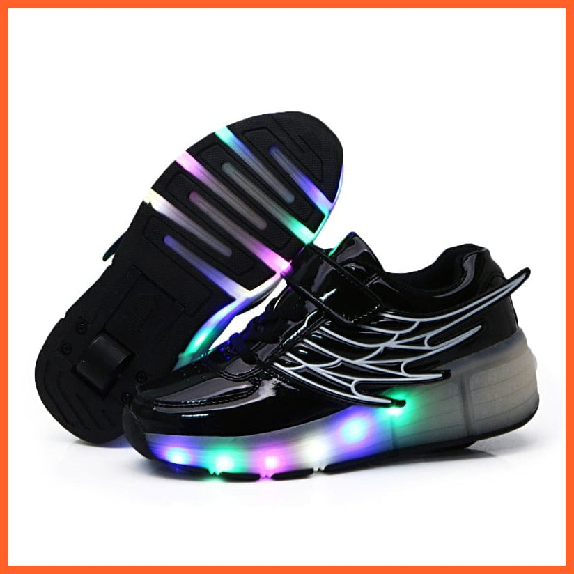 whatagift.com.au New Pink Black LED Light Roller Skate Shoes For Children | Kids Sneakers With One wheels