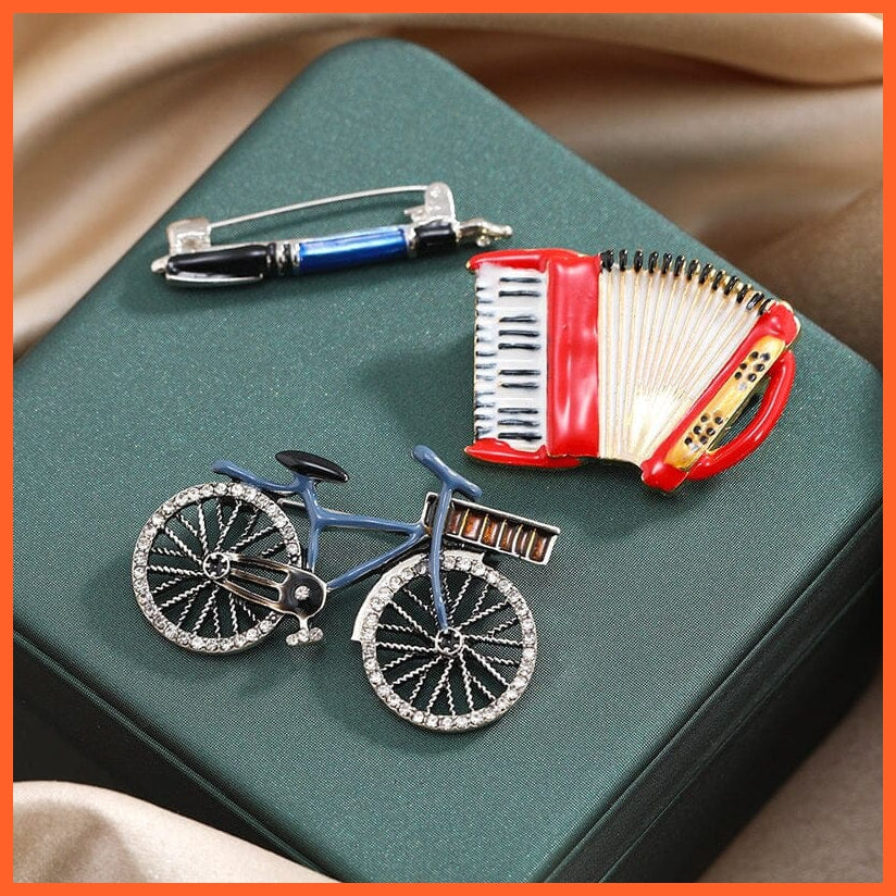 whatagift.uk New Retro Bicycle Pen Accordion Brooch