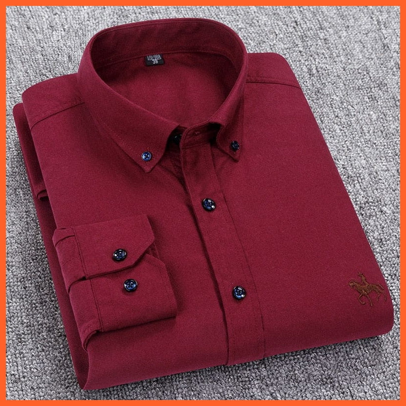 whatagift.com.au Wine Red / 38 is Asian Size S New Spring Autumn Men's shirts long sleeve Cotton Casual Shirt