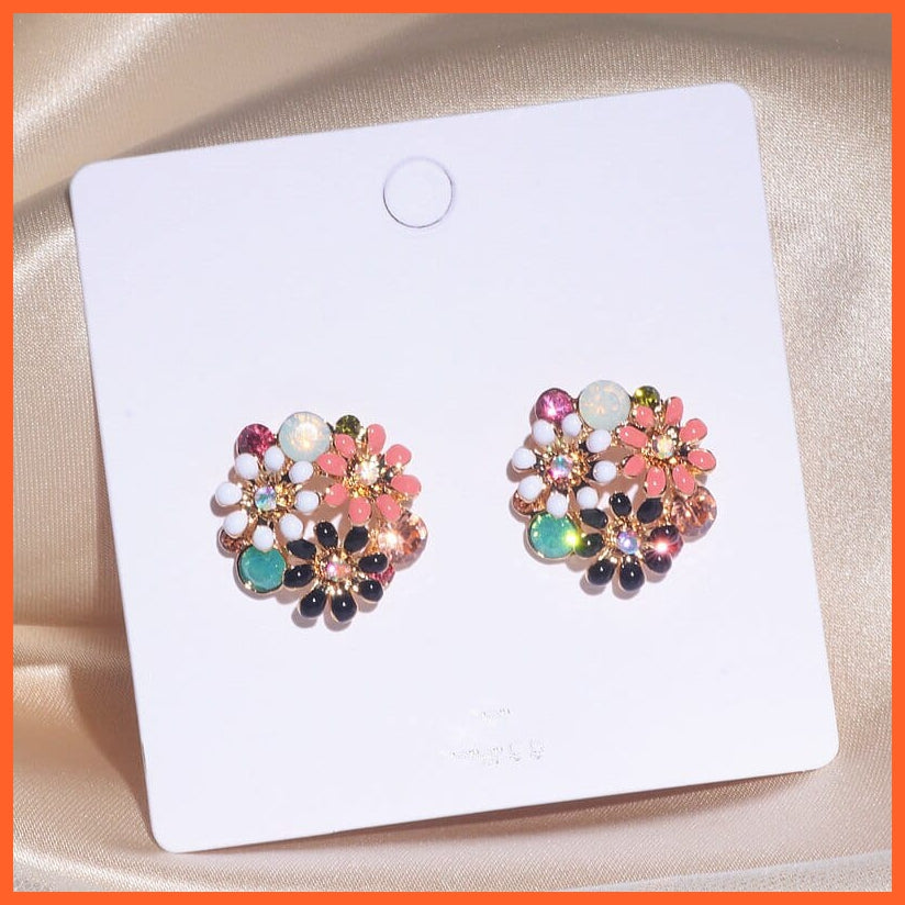 whatagift.com.au New Trendy Cute Sweet Crystal Flowers Stud Earrings for Women
