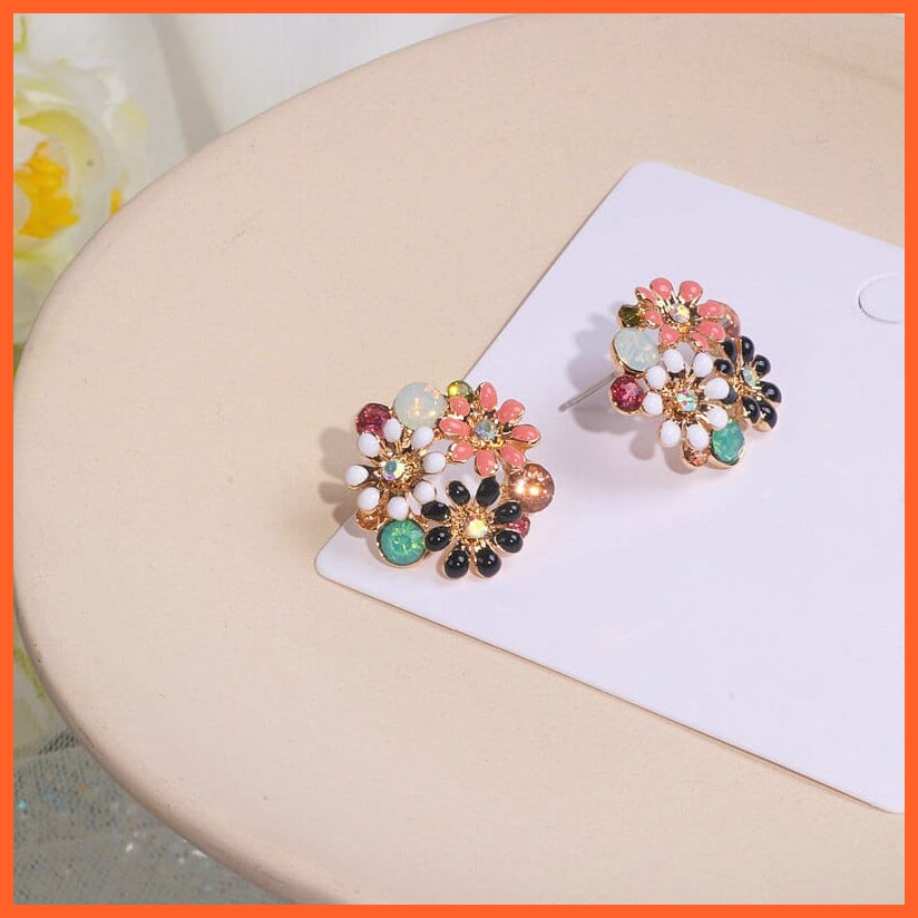 whatagift.com.au New Trendy Cute Sweet Crystal Flowers Stud Earrings for Women