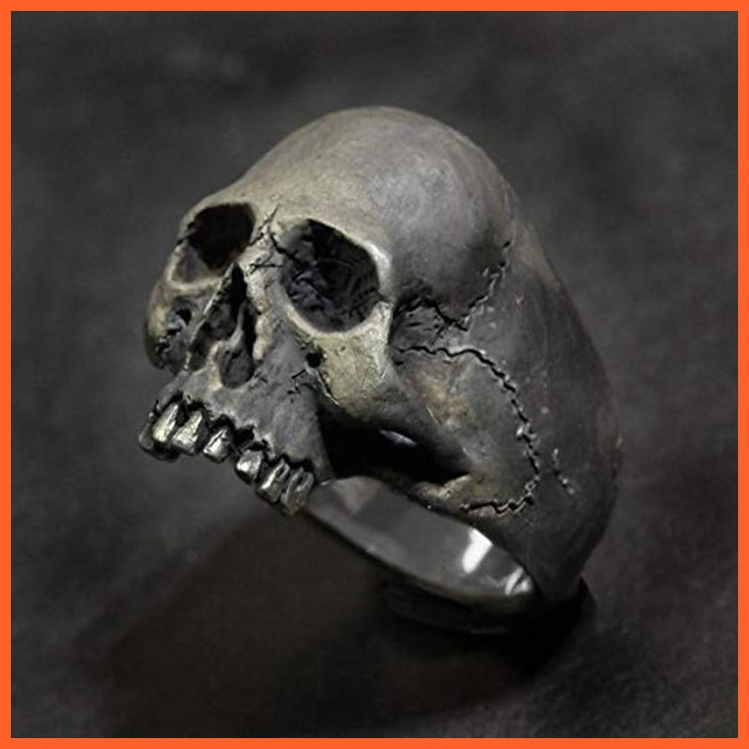 New Vintage Zinc Alloy Skull Silver Color Ring | whatagift.com.au.
