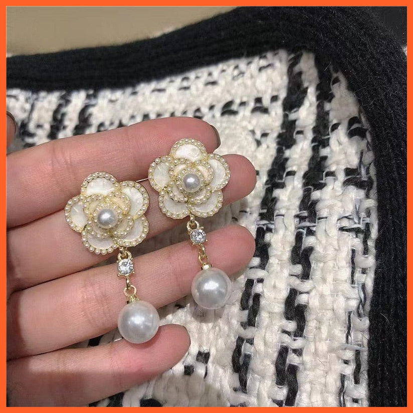 whatagift.com.au NL060 Pearl Long Dangle Chain Designer Luxury Earrings For Women