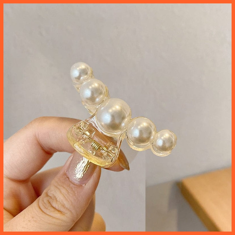 whatagift.com.au No.12 653904 / China / One Size Pearl Hair Claw Clip Set  for Women | Gold Color Metal Hairpins | Geometric Hollow Pincer Barrette Crystal Clip