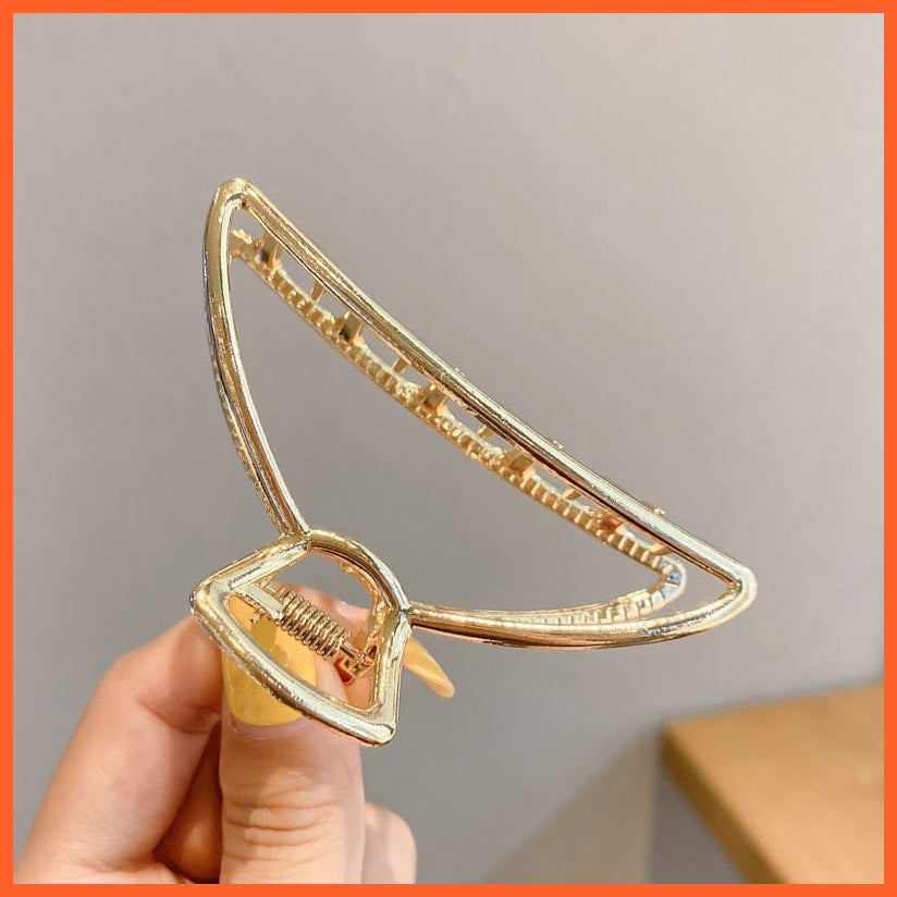 whatagift.com.au No.50 681403 / China / One Size Pearl Hair Claw Clip Set  for Women | Gold Color Metal Hairpins | Geometric Hollow Pincer Barrette Crystal Clip