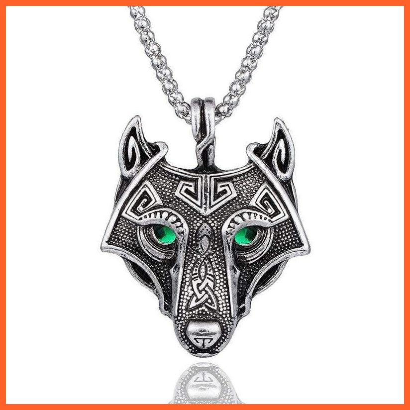 Norse Vikings Wolf Head Crystal Pendant & Necklace | whatagift.com.au.