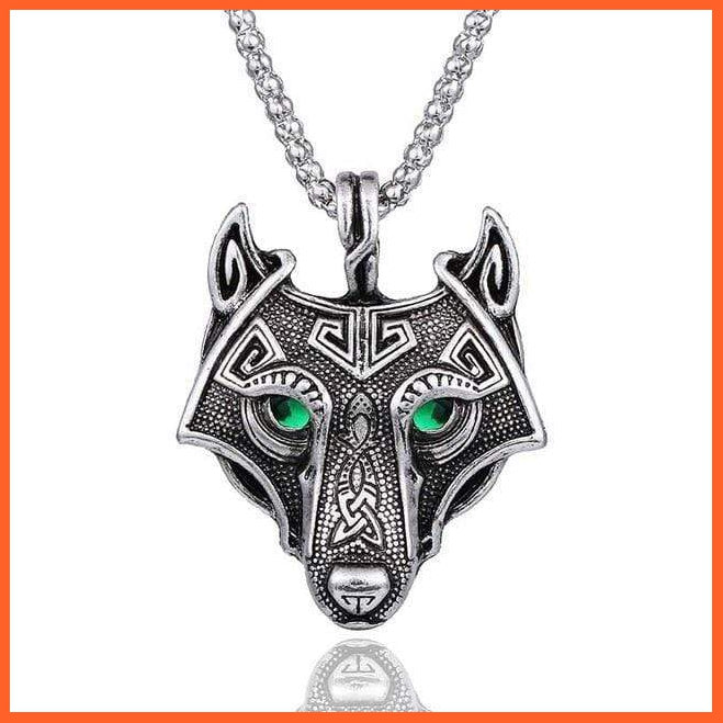 Norse Vikings Wolf Head Crystal Pendant & Necklace | whatagift.com.au.