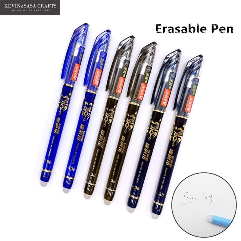 whatagift.com.au office accessories 2+50Pcs/Set 0.5Mm Blue Black Ink Erasable Refill Rod Writing Stationery Gel Ink Pen