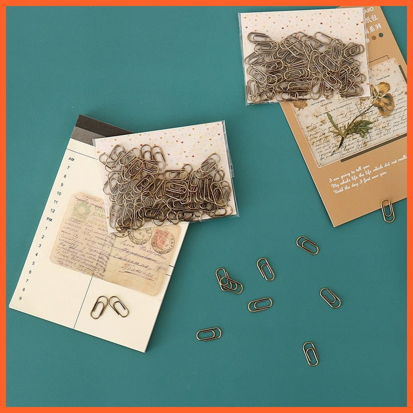 whatagift.com.au office accessories 50pcs/bag mini bronze Color Clip Bookmark Metal Office Accessories paper Clips