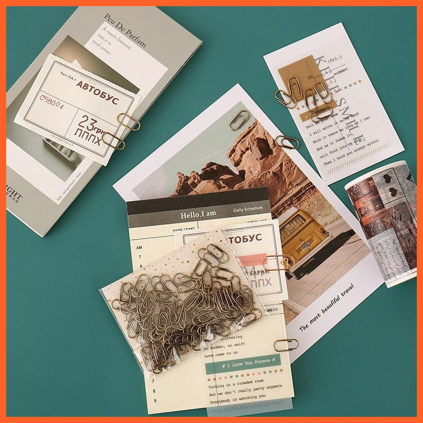 whatagift.com.au office accessories 50pcs/bag mini bronze Color Clip Bookmark Metal Office Accessories paper Clips