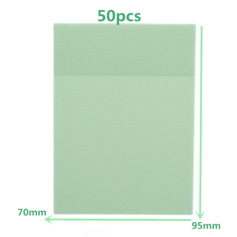 whatagift.com.au office accessories 50pcs light green Transparent Sticky Notebook Waterproof Pet Tear Memo Pad For Office Stationery