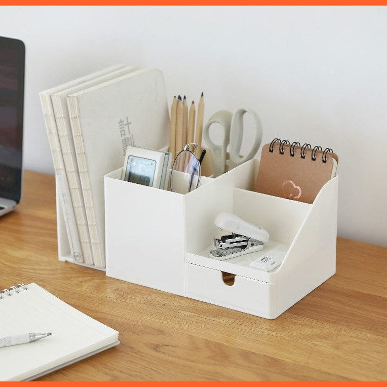 whatagift.com.au office accessories ABS Desk Organizer Storage Holder Desktop Badge Box Stationery Office Supplies