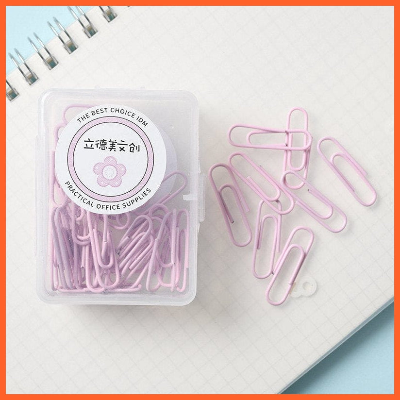 whatagift.com.au office accessories Pink-28mm long 1 Box Colored Paper Clip Metal Clips Memo Clip Stationery Office Accessories