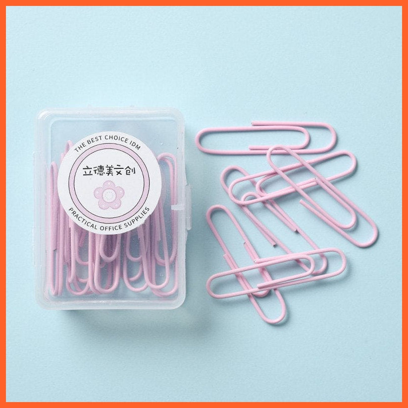 whatagift.com.au office accessories Pink-50mm long 1 Box Colored Paper Clip Metal Clips Memo Clip Stationery Office Accessories