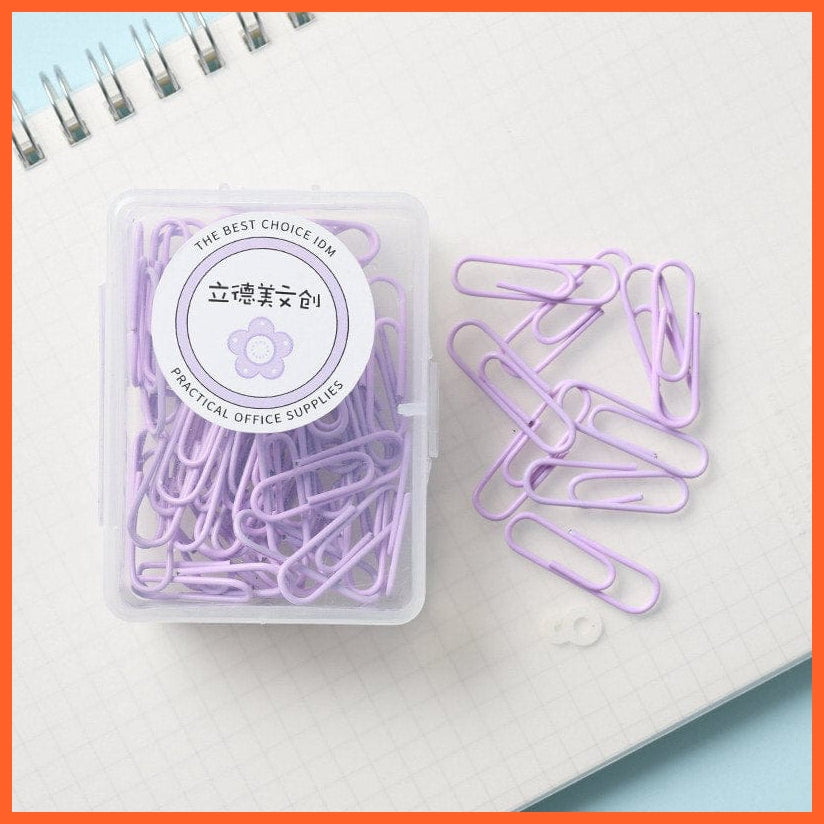 whatagift.com.au office accessories Purple-28mm long 1 Box Colored Paper Clip Metal Clips Memo Clip Stationery Office Accessories