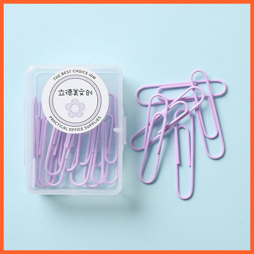 whatagift.com.au office accessories Purple-50mm long 1 Box Colored Paper Clip Metal Clips Memo Clip Stationery Office Accessories