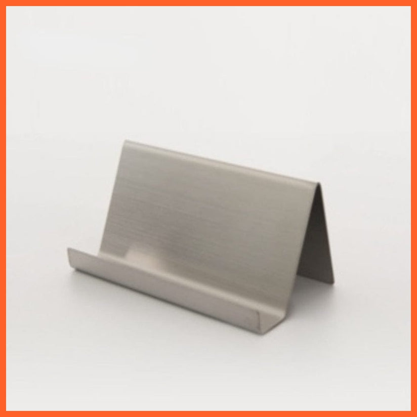 whatagift.com.au office accessories silvery Metal Business Card Stand Name Tag Display Holder Office  Accessories