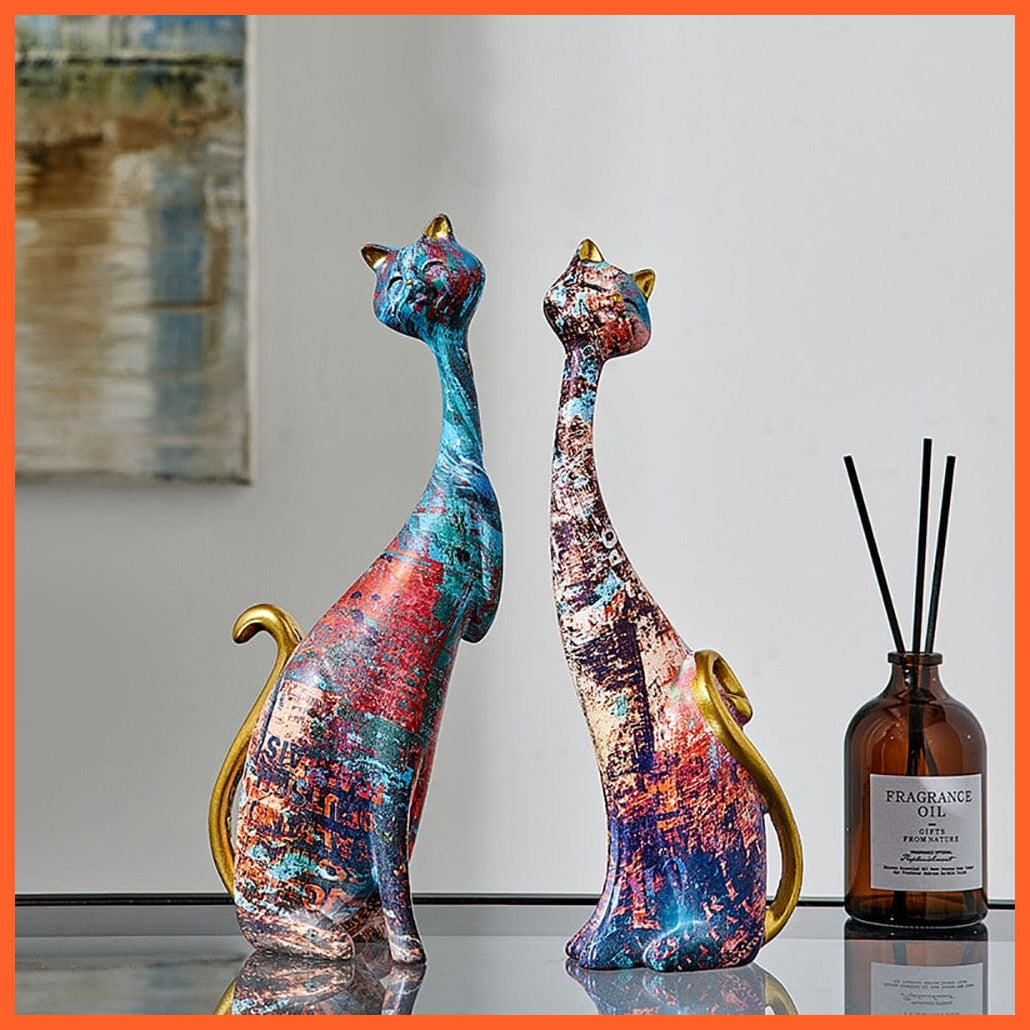 whatagift.com.au Oil Painting Cat Statues | Modern Sculpture Room Decoration Accessories