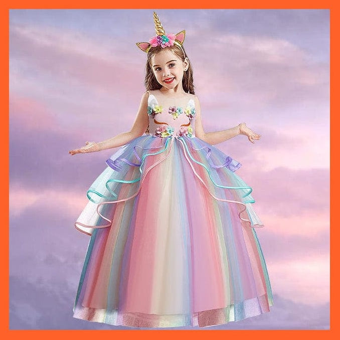 whatagift.com.au only dress Pink / 6T Vintage Girls Flower Dress For Wedding Evening Princess Party