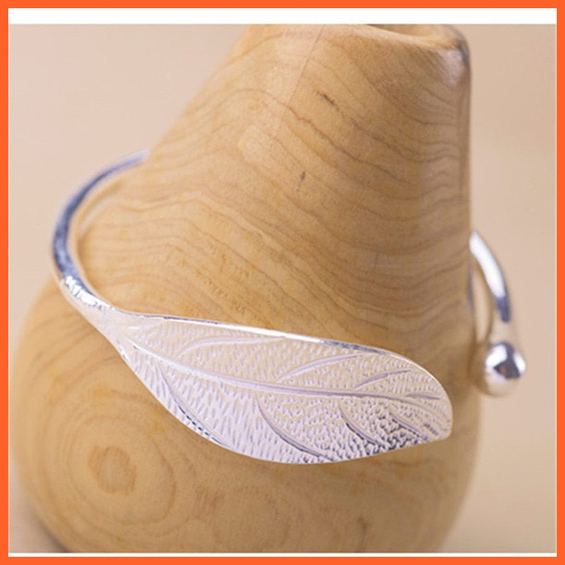 whatagift.com.au Open Silver Plated Leaf Charm Bracelets For Women | Adjustable Bracelet