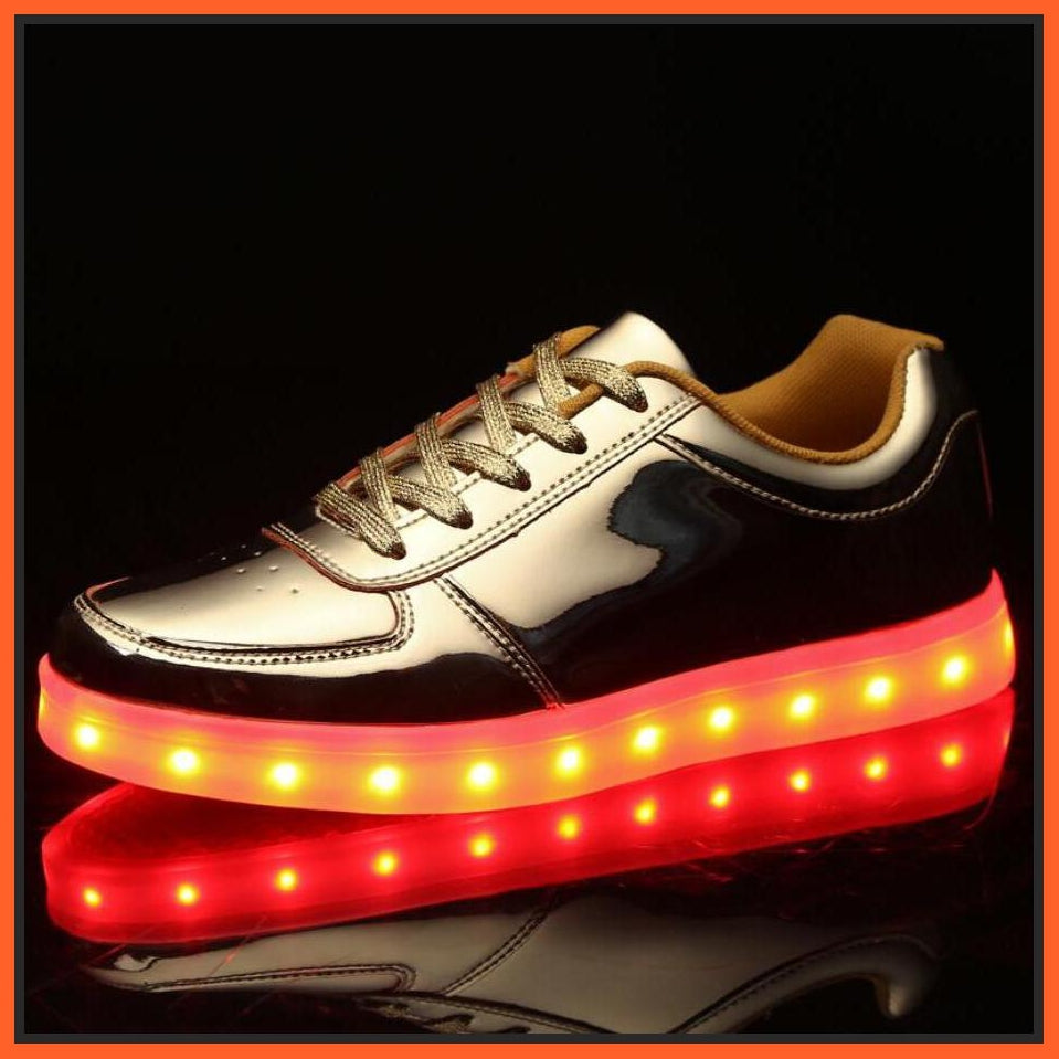 Gold Shiny Shoes With Led Lights | Dance And Night Range Of Led Shoes | whatagift.com.au.