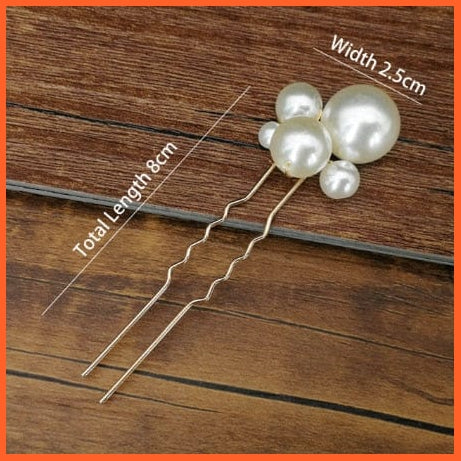 whatagift.com.au Pearl 1pc Women U-shaped Metal Pin | Pearl Bridal Tiara Hairpin | Wedding Accessories