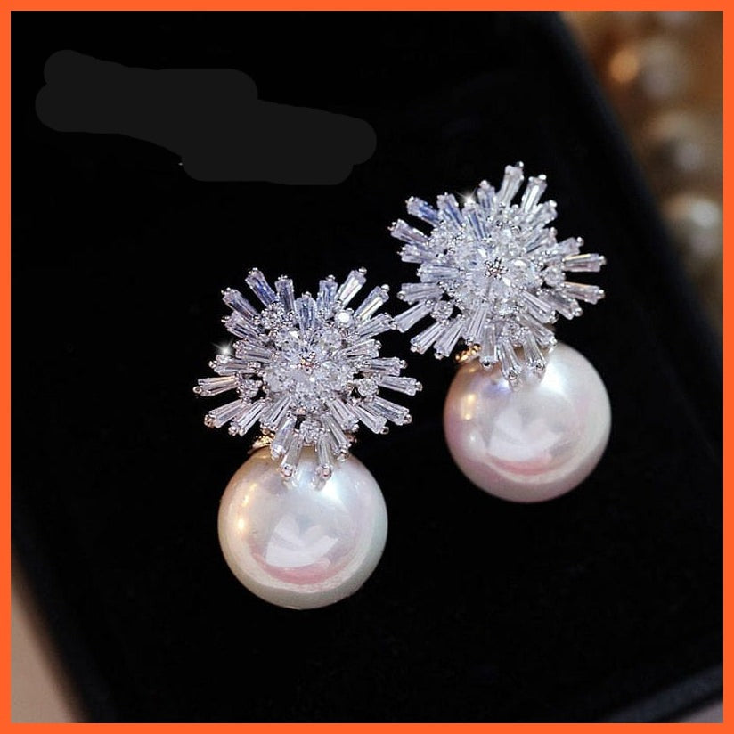 whatagift.com.au Pearl Earrings Fashion Snowflake Crystal Earrings For Women | Charm Zircon Jewellery