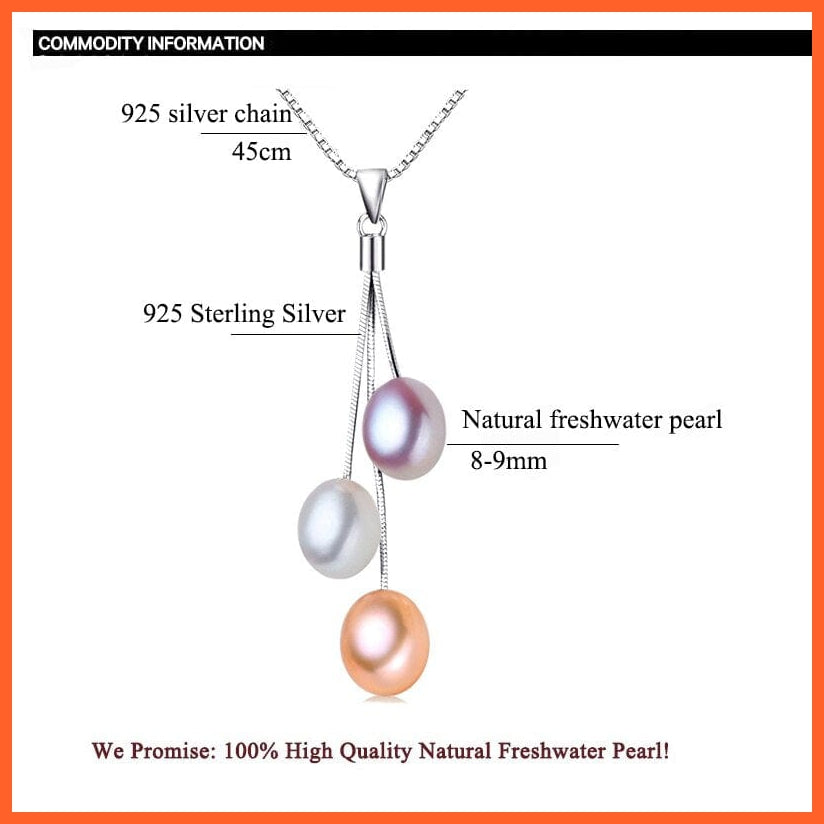 whatagift.com.au Pearl Necklace Pendant Silver Jewelry For Women