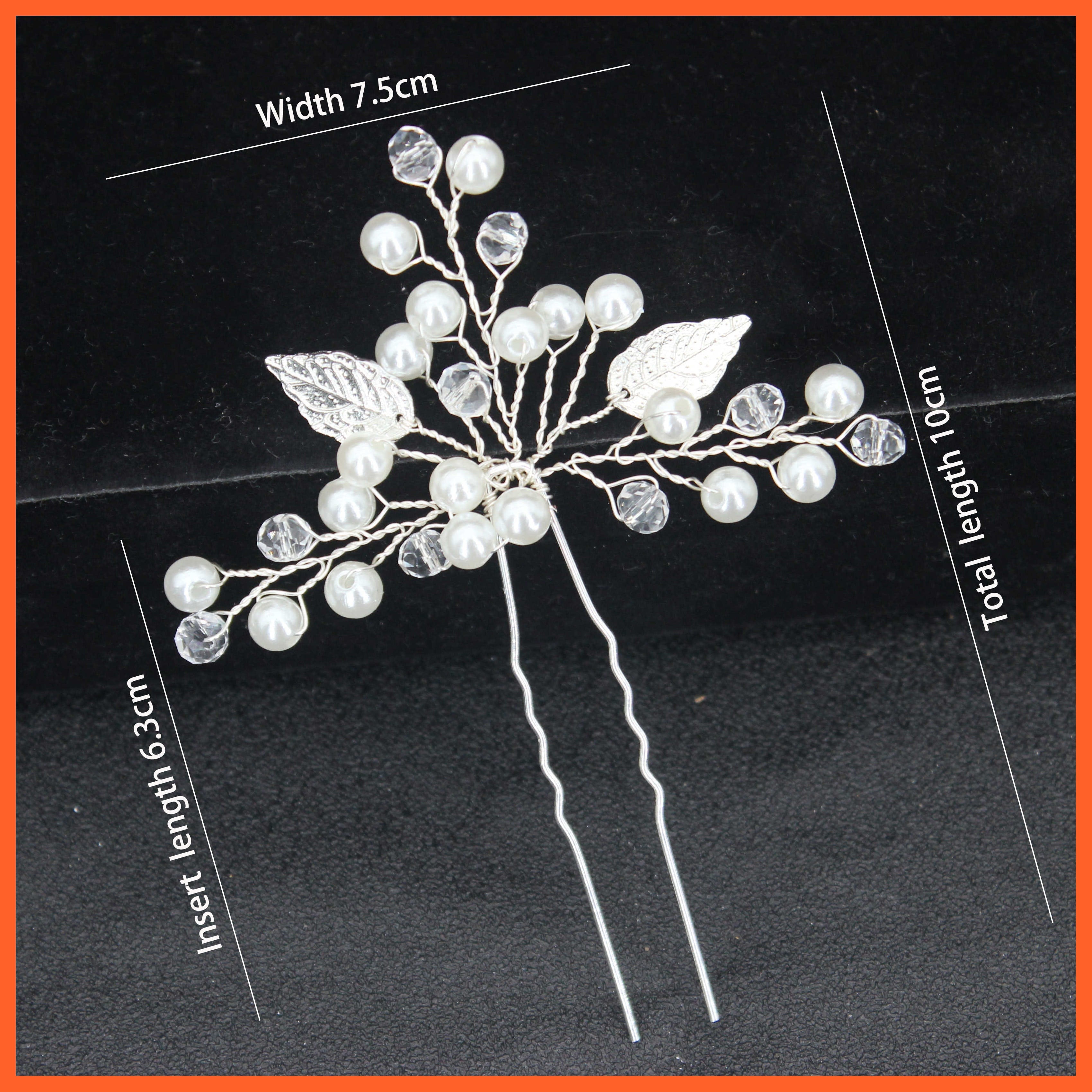whatagift.com.au Pearl Pin Silver 1PC Women U-shaped Metal Pin | Pearl Bridal Tiara Hairpin | Wedding Accessories