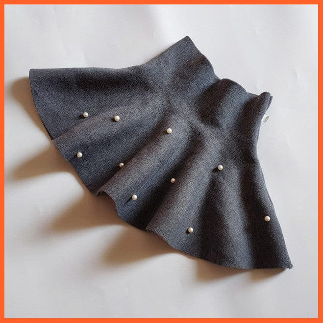 whatagift.com.au Pearls Gray / 8T Girls Pleated Tutu Skirts | Pearls High Waist Knitted Skirt