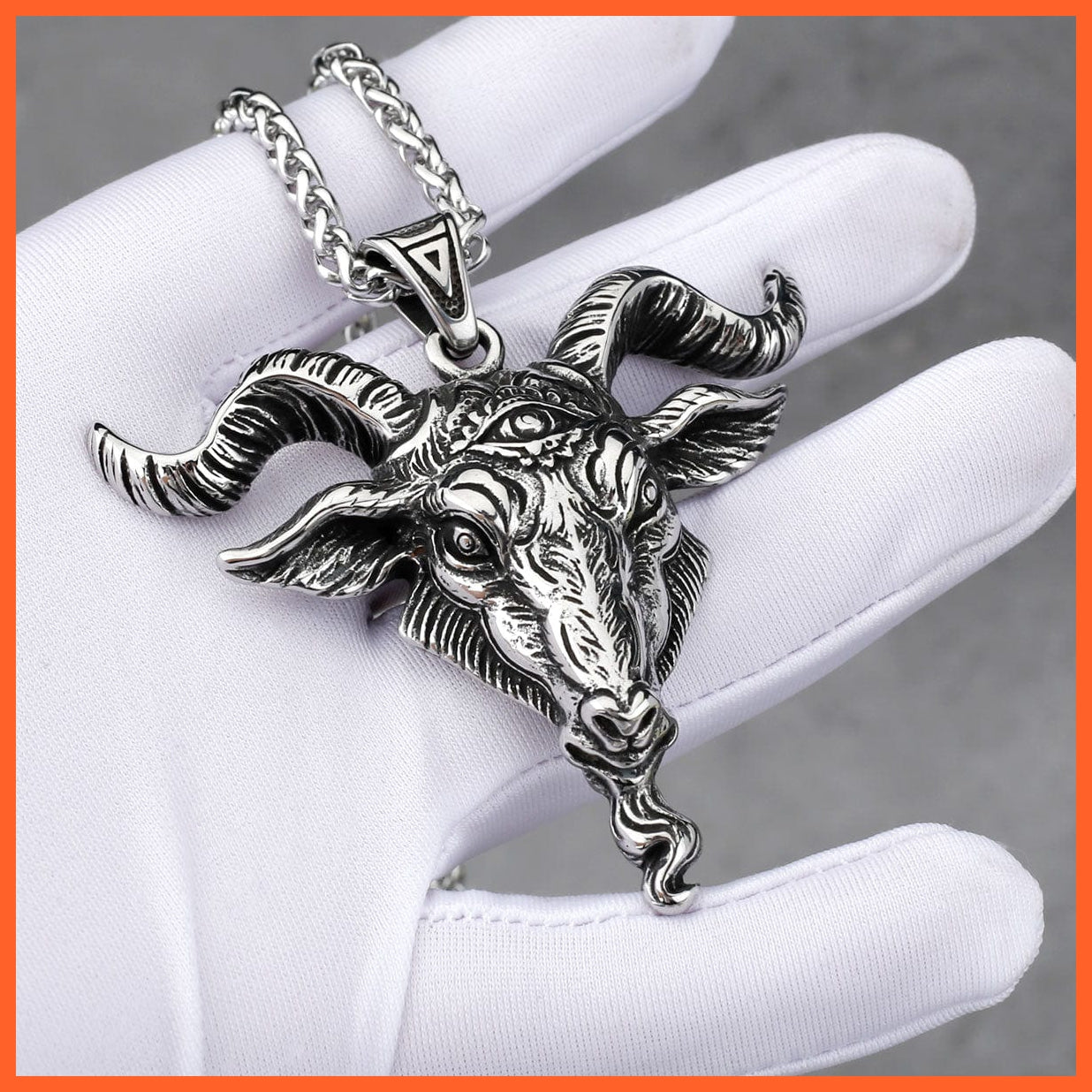 whatagift.uk pendant and chain Stainless Steel Lucifer Satan Ram Charm Pendant Necklace