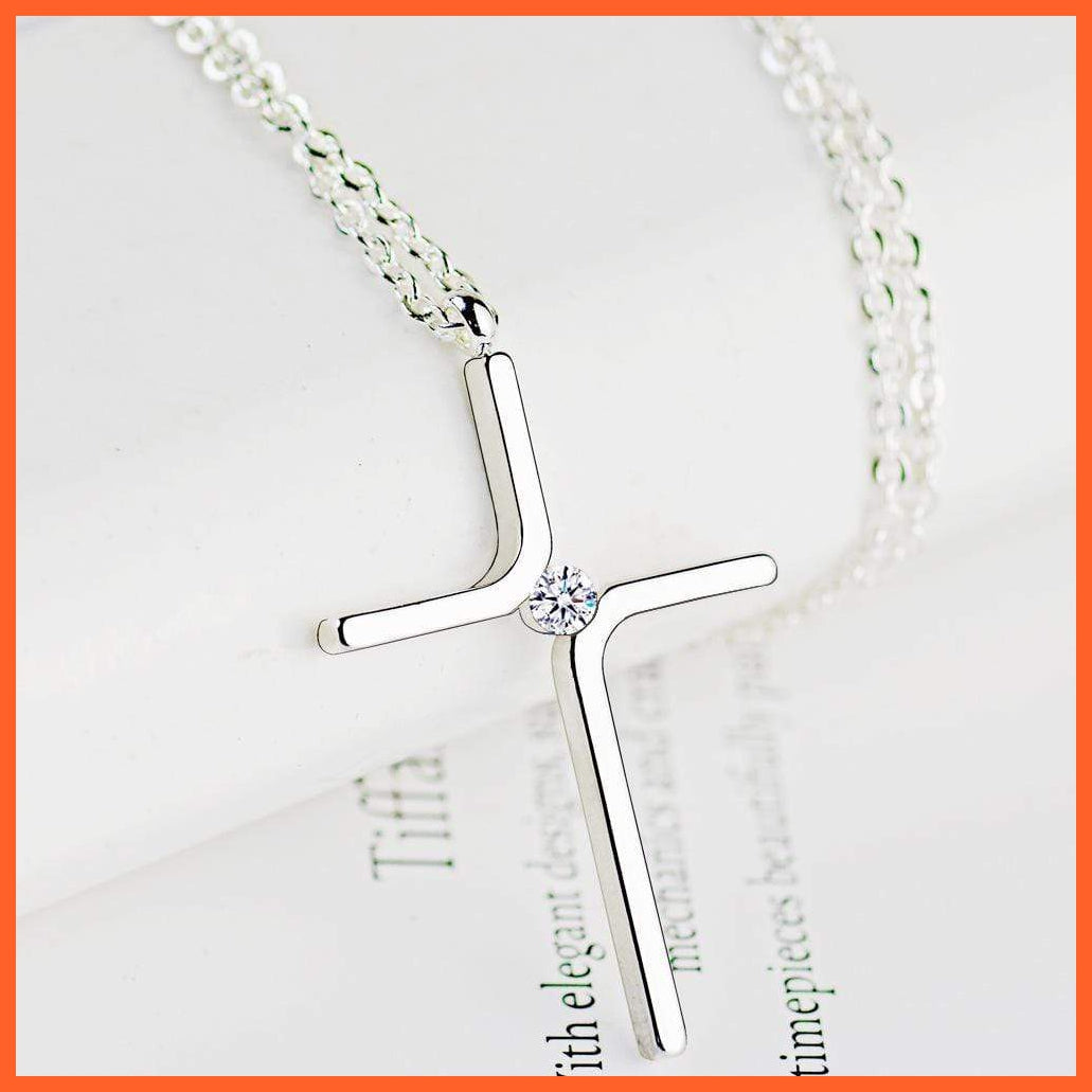 Cross Pendant With Titanium Steel Plating Necklace | Water Wave Chain Pendant Necklace | whatagift.com.au.
